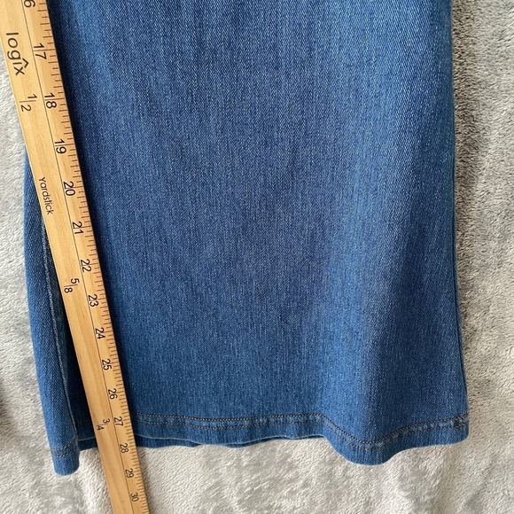 Halara Flex High Waisted Crossover flare leg jeans LP Blue Stretch Style DMVQ8 - Picture 8 of 9